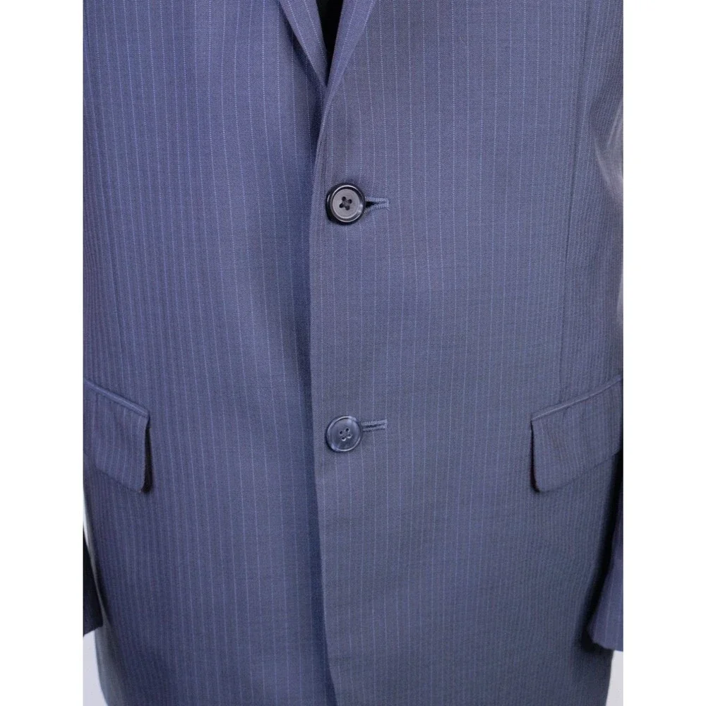 Joseph Jos. A. Bank Blazer Sport Coat Sz 44L Striped Blue Wool Two Button Jacket